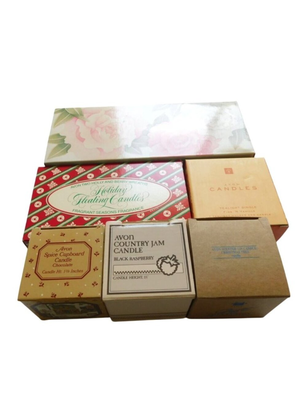 Vintage Avon 6 Candle Lot Unused With Box Chocolate Vanilla Black Raspberry